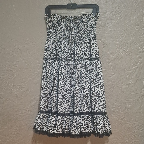 Lapis Black and White Animal Print Midi Skirt Size M - Picture 1 of 9
